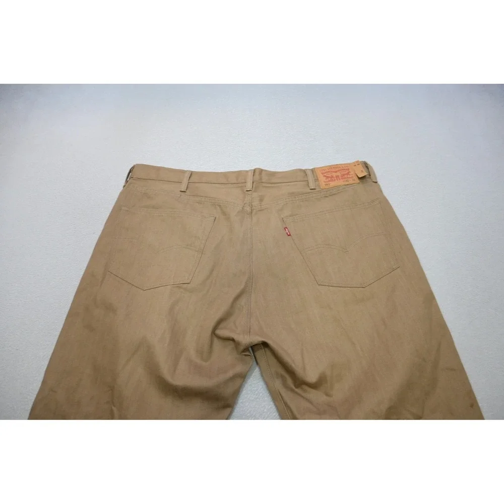 Levi's 501 Original Fit Jeans Mens 42x32 Tan Khaki Button Fly Denim Excellent